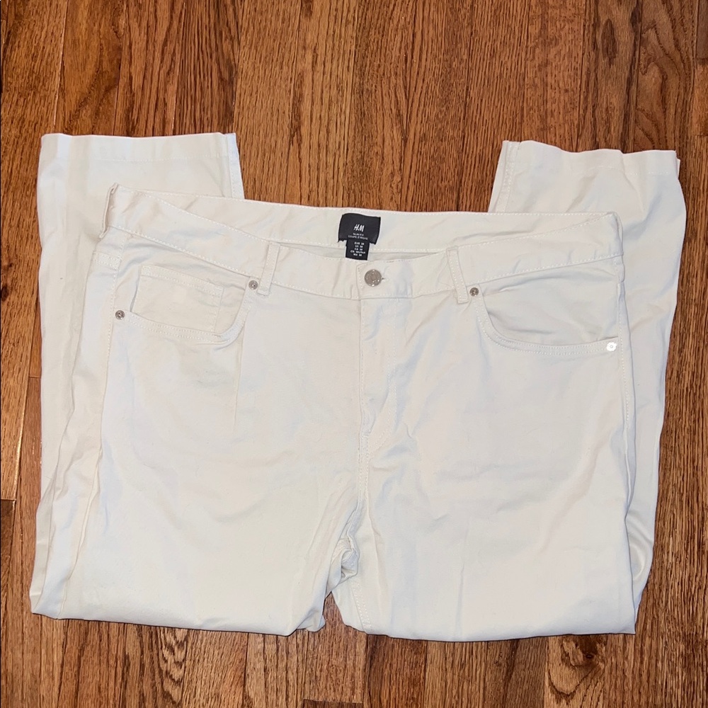 H&M Men’s Slim Fit White Denim Jean Pants Size 38